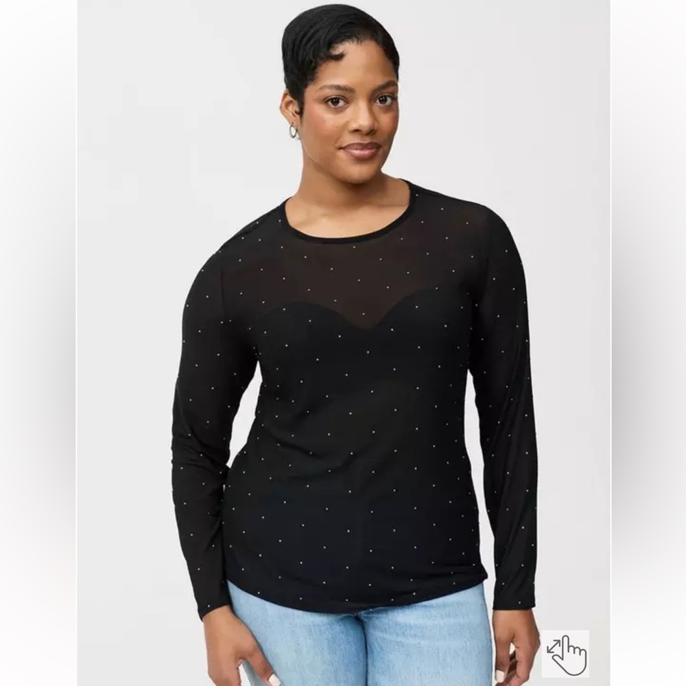 Torrid Mesh Crew Neck Long Sleeve Top